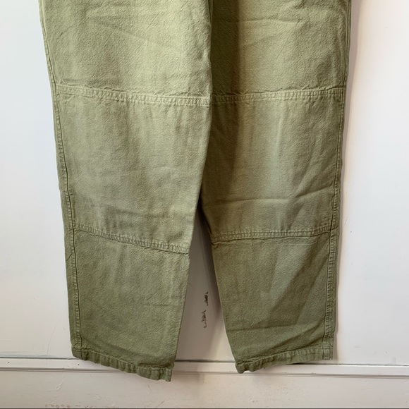 VINTAGE | Floral Embroidered Daisy Oversized Green Denim 100% Cotton Overalls - Picture 9 of 12